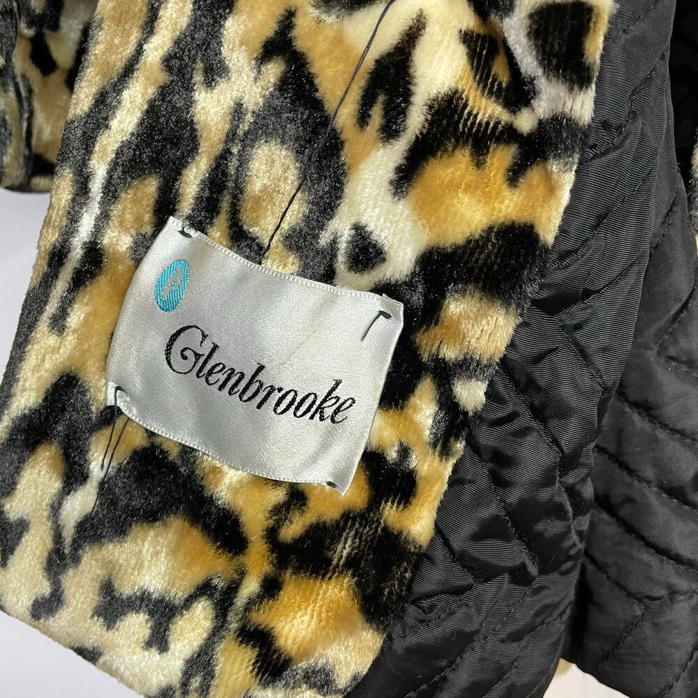 Vintage 60s 70s Glenbrooke Mod Velvet Faux Fur Leopard Ocelot Belted Jacket Coat - Picture 15 of 16